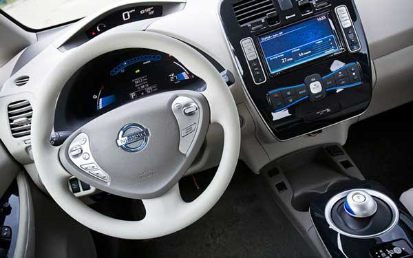 One look at the instrument panel and you know the Leaf is no ordinary car. Yet it's wrapped in familiar surrounds.