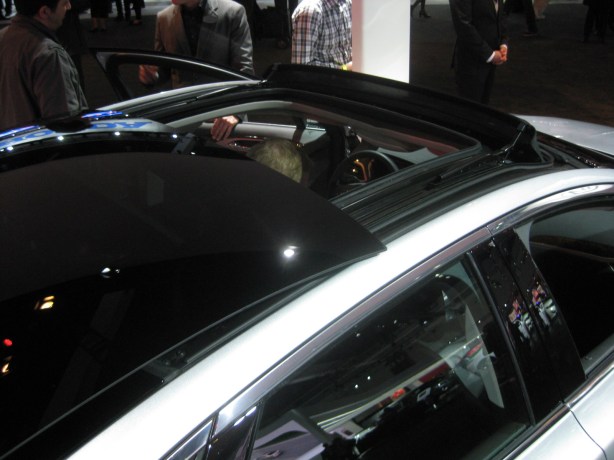 Ford thinks that this optional panoramic sliding glass roof will be a popular defining feature of the MKZ. Except you can get a similar one on the Ford Fusion. It is slick and the black glass is a great contrast with the silver paint.