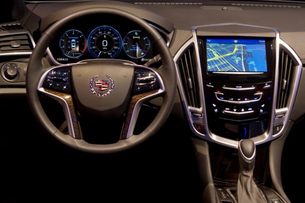 The cock pit of the 2013 Cadillac ATS sports sedan. This one has CUE, Cadillac User Experience, the brand's high-tech infotainment system.