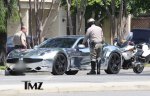 Justin Bieber's Fisker Karma in chrome. You know, a "stealth color" right? Photo: TMZ.com