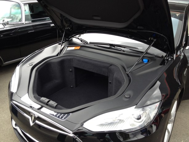 Lift the "hood" of the Model S and you will find a large cargo space, like a much larger version of what you'd find on a mid-engine Porsche Boxster.