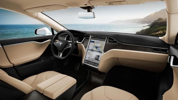 The interior of the Model S is decidedly uncluttered.