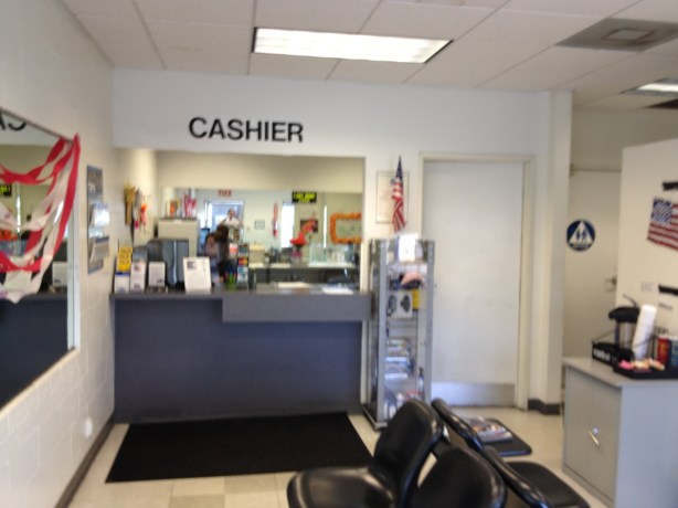 It's hard to see, but there were water stains on the ceiling tiles. 