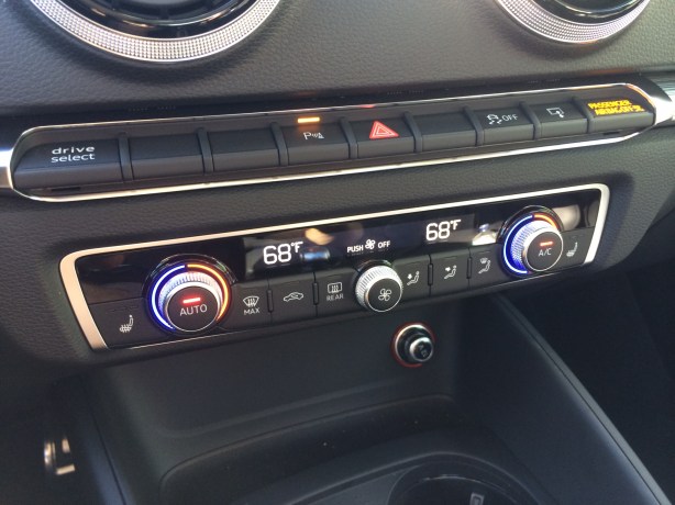 Old-school physical controls and buttons are easy and fast to use.  Dual-zone automatic climate control is standard. Optional heated seats have 3 levels. 