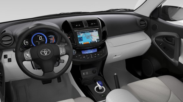 The instrument panel, center stack and electronic shifter are all unique to the RAV4 EV. The rest is pure stock, cheap, RAV4. 