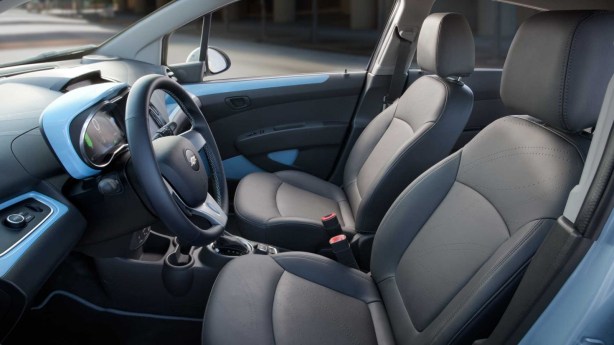 The 2015 Spark EV with the 2LT Trim. The cloth is replaced by the leatherette trim. Hard to know on a short test drive if this would be comfortable sitting for a long time on a hot day.