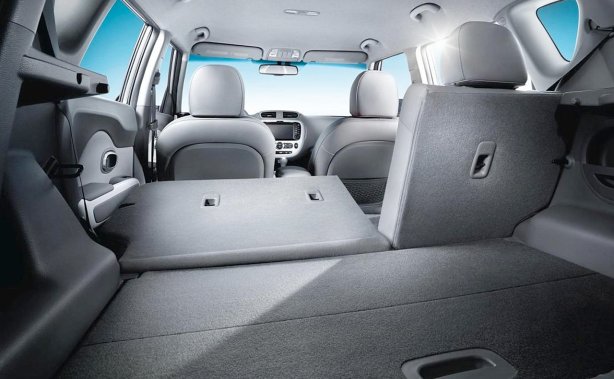 The cargo space is similar to the Toyota RAV4 EV. It's not as big, but it's got plenty of space for most shopping trips. 