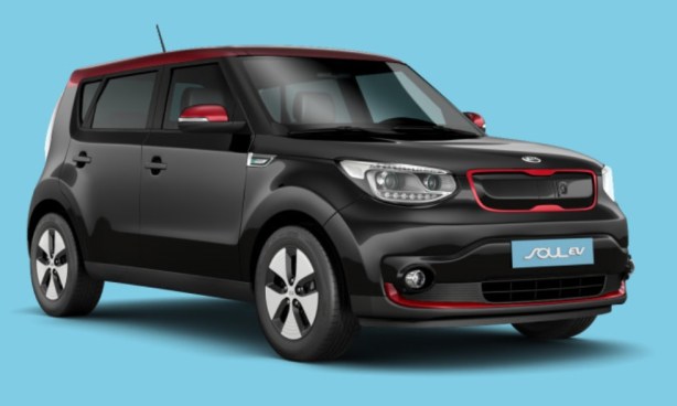2015 Kia Soul EV in Black with Inferno Red trim. Sharp!